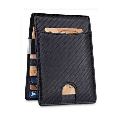 New Ultra Thin leather Wallet/RFID Blocking Credit Card Holder/Slim Carbon fibre Card Case for Travel and Work