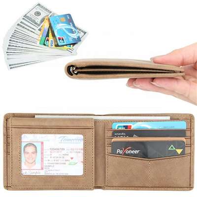 Customized leather RFID Card Holder Men Checkered Wallet