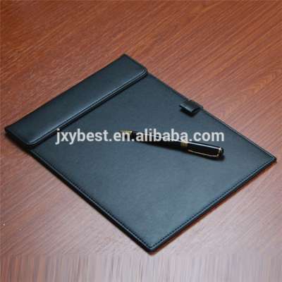 2016 China manufacture hard leather meeting pad note mat hotel note clamp