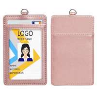 Custom Vertical High Grade Pu leather ID Name Badge Holder