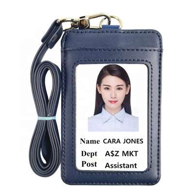 New fashion Factory direct Leather Lanyard ID card Badge Holder