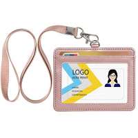 New fashion leather lanyard id card badge holder